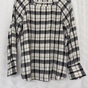 LOFT Black and White Plaid Button Down Shirt